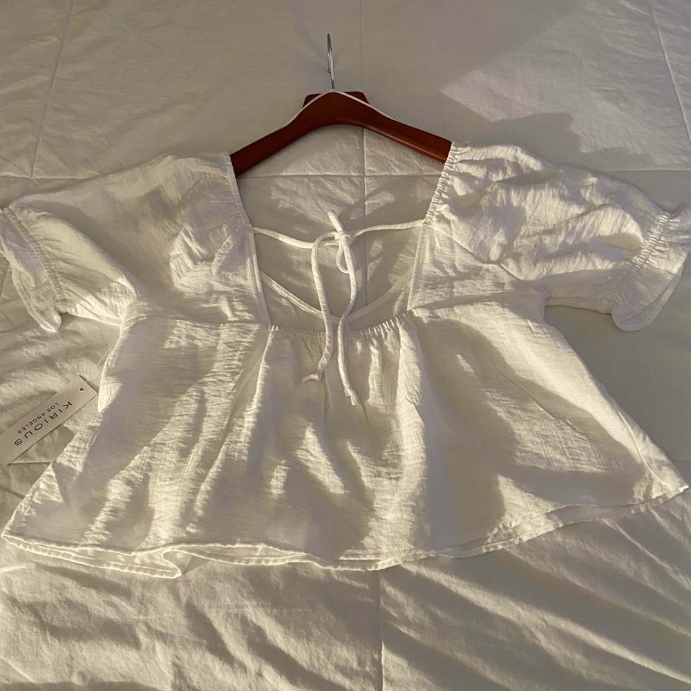 White Ruffled Women's Top - Picture 8 of 13